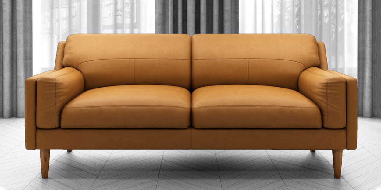 Buy Lorraine Leatherette Seater Sofa In Camel Brown Colour At Off