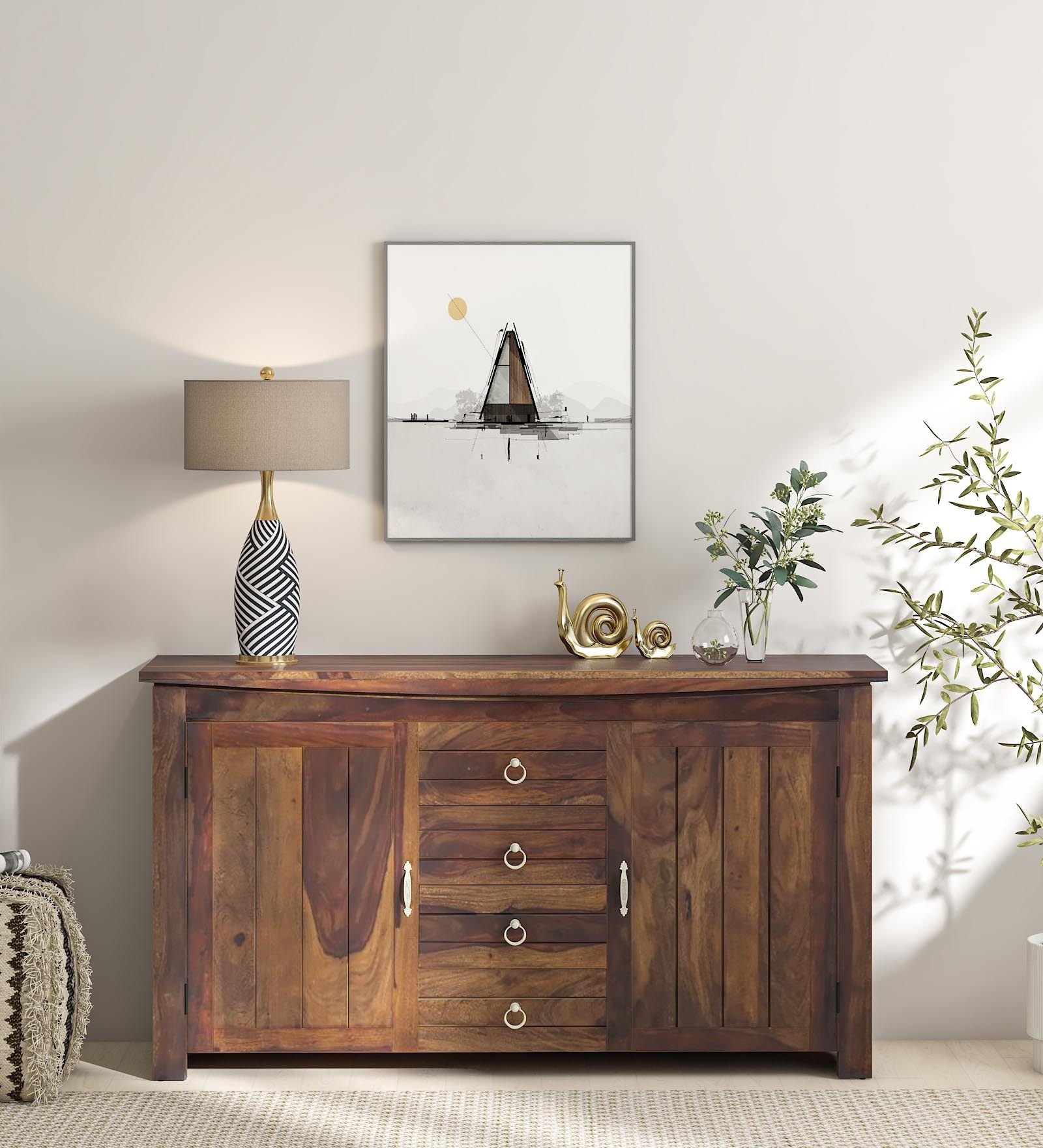 Buy Marsala Sheesham Wood Sideboard In Scratch Resistant Provincial