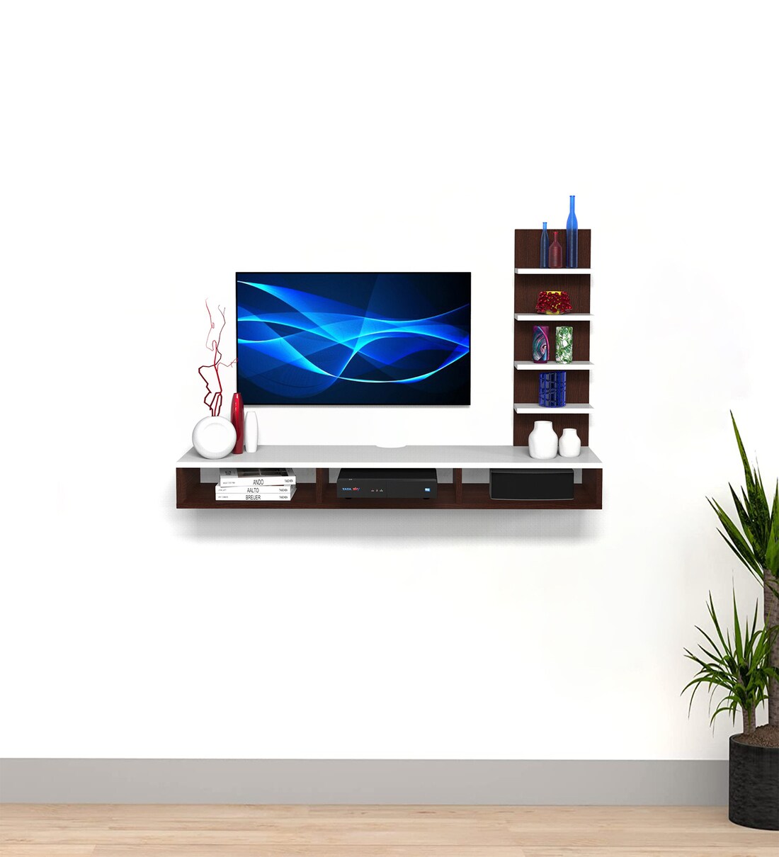 Buy Megllan Tv Unit In Wenge White Finish For Tvs Up To At