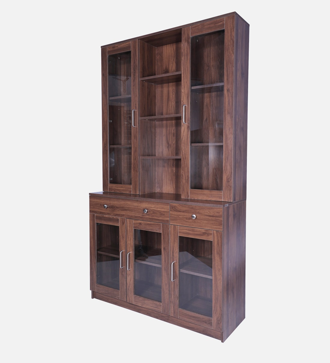 Buy Meline Crockery Large Unit In Columbian Walnut Finish By Gudsmith