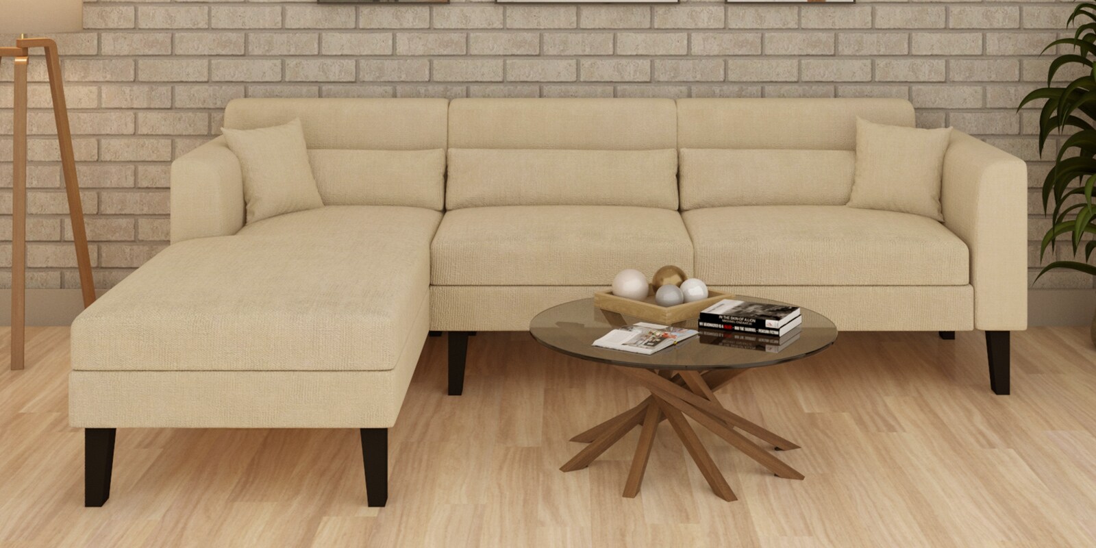 Buy Meyer Fabric Rhs Sectional Sofa In Cream Colour At Off By