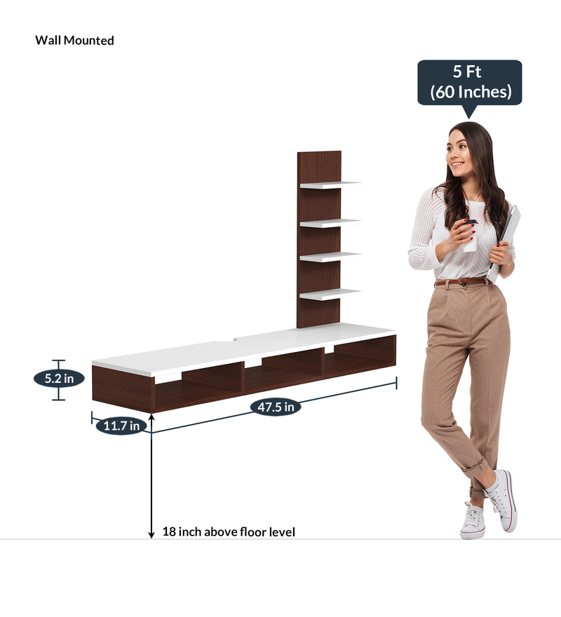 Buy Megllan Tv Shelf In Wenge White Finish For Tvs Up To By