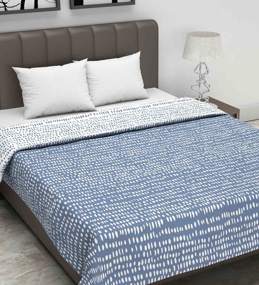 Buy Blue Abstract Polyester Gsm Double Bed Dohar By Divine Casa At