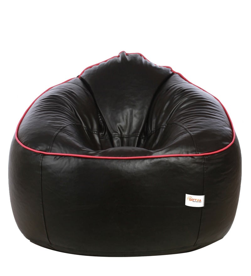 Buy Combo Xxxl Leatherette Bean Bag With Beans In Black Colour By