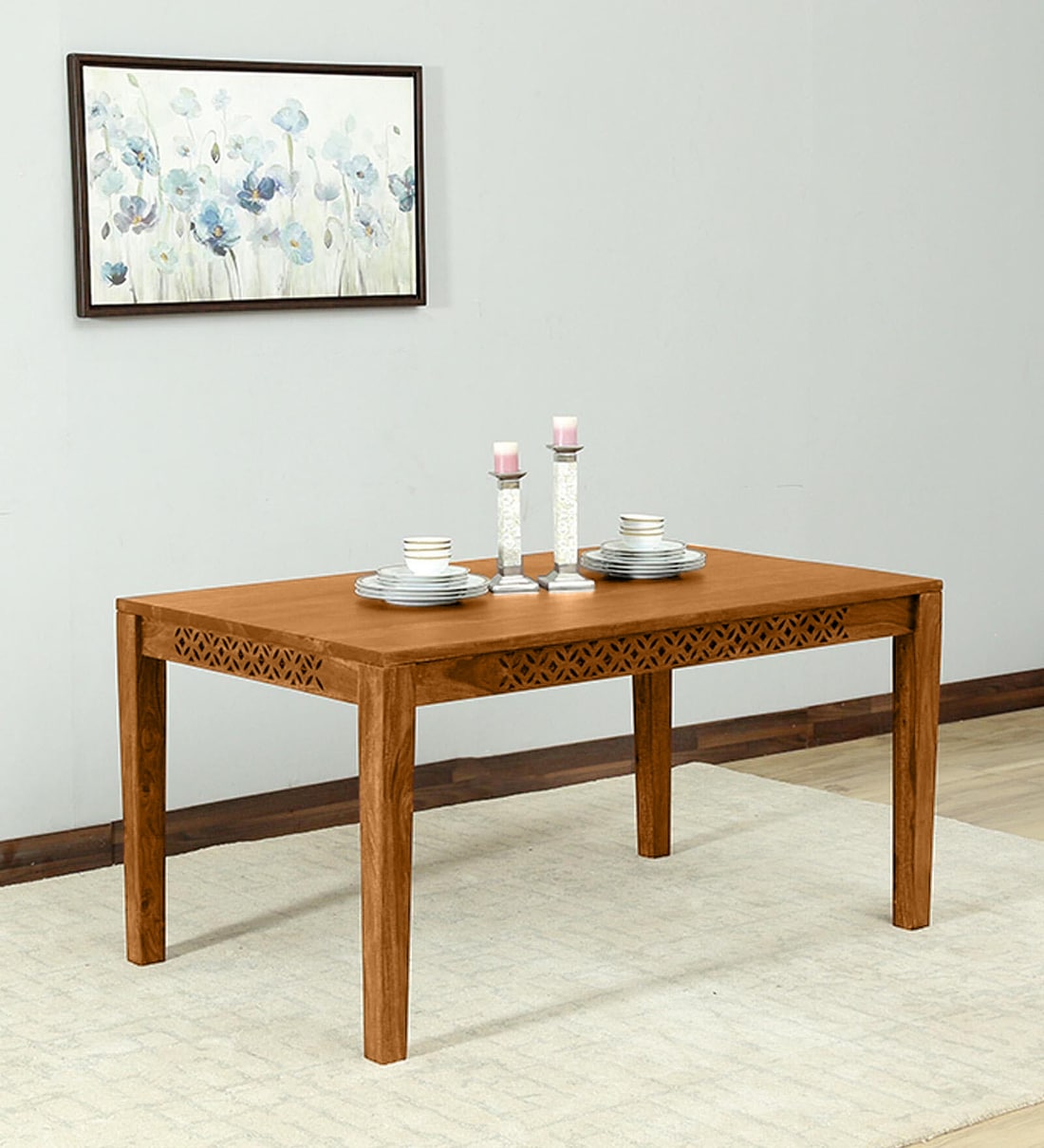 Buy Parnika Sheesham Wood 6 Seater Dining Table In Scratch Resistant