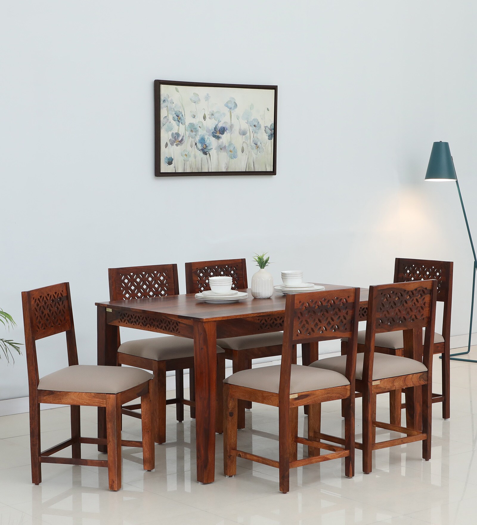 Buy Parnika Sheesham Wood 6 Seater Dining Set In Scratch Resistant