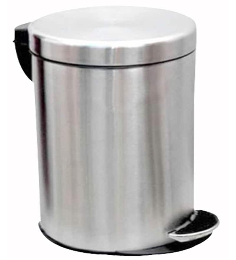 Buy 7 Ltr Pedal Metal Dustbins In Silver By Petra Online Metal