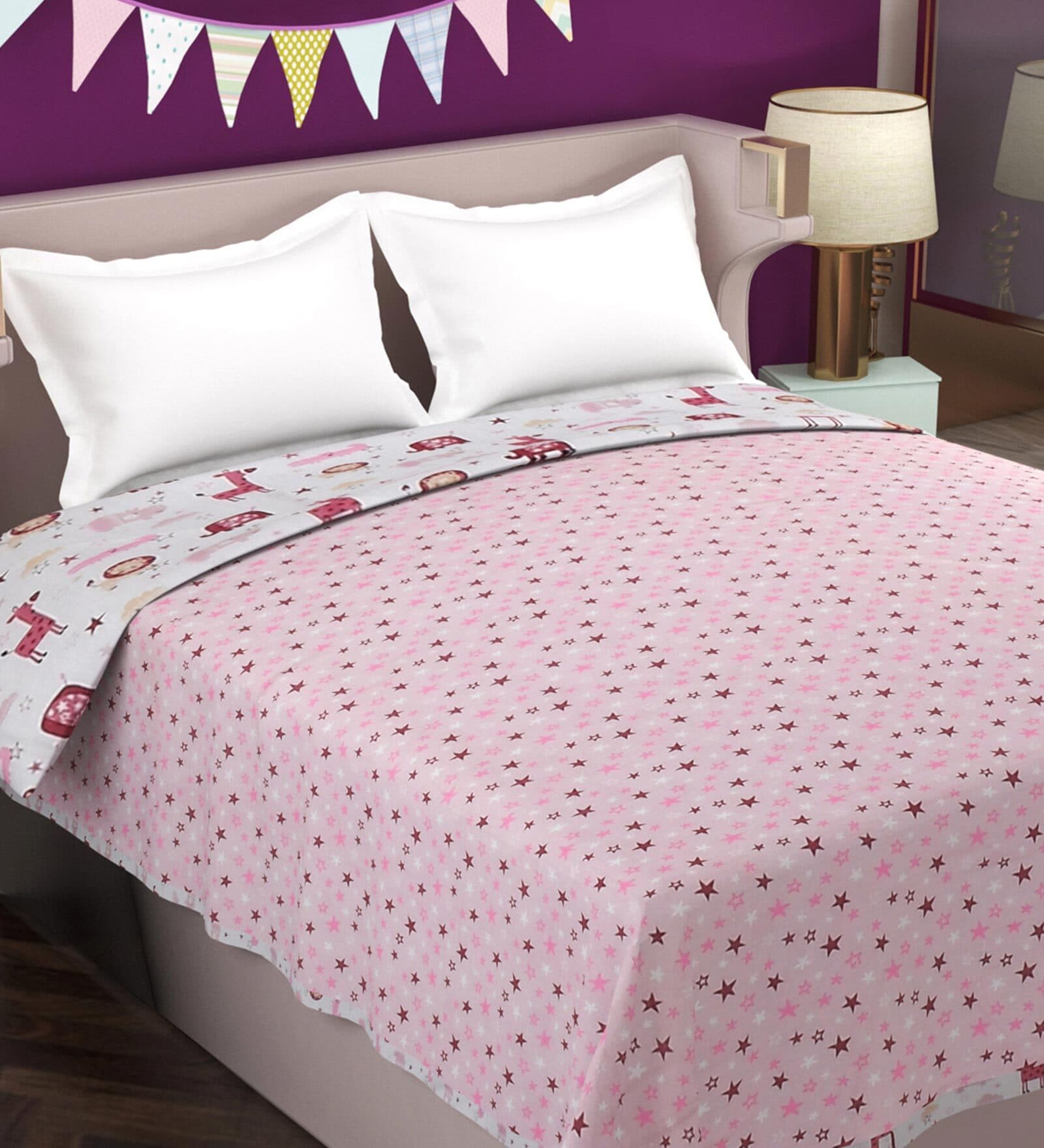 Buy Pink Abstract Cotton Gsm Double Bed Reversible Dohar At Off