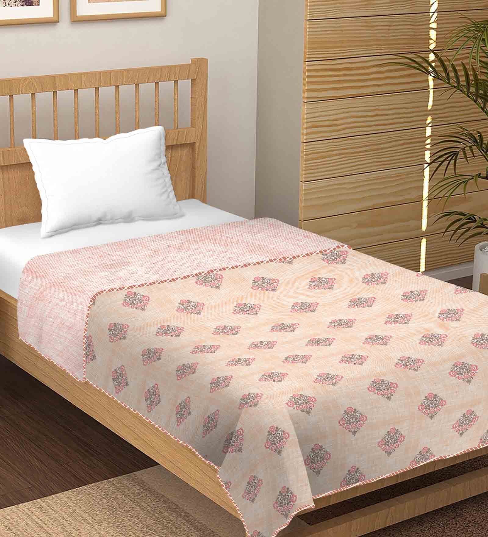 Buy Beige Floral 90 GSM Single Bed Dohar Dohar Plum Collection By Bella