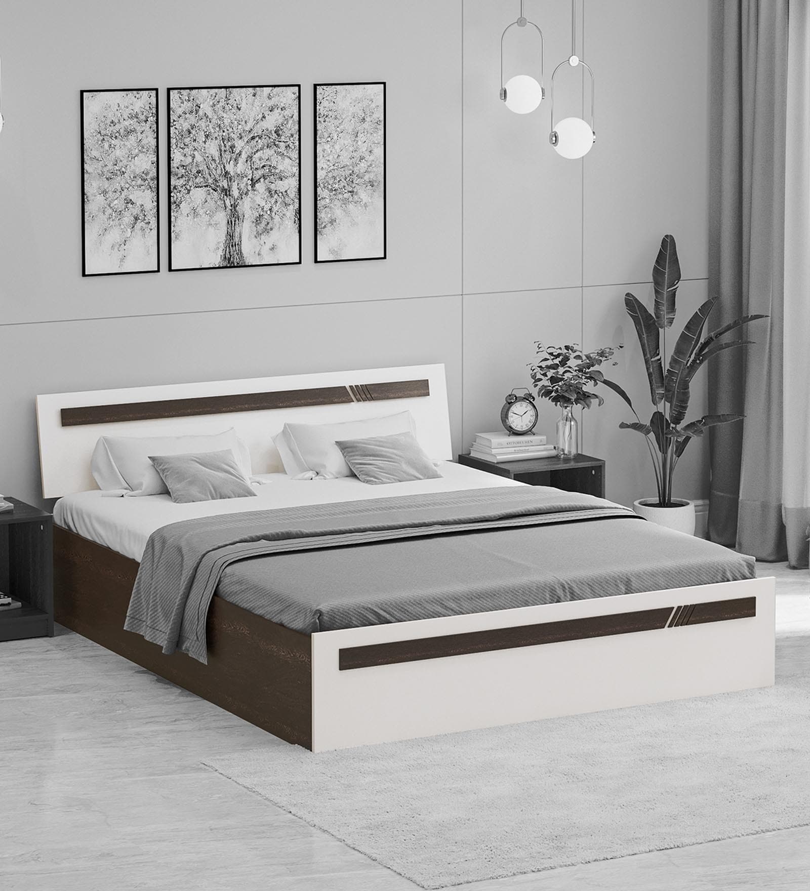 Buy Pollo King Size Bed In Wenge White Finish With Box Storage At 31