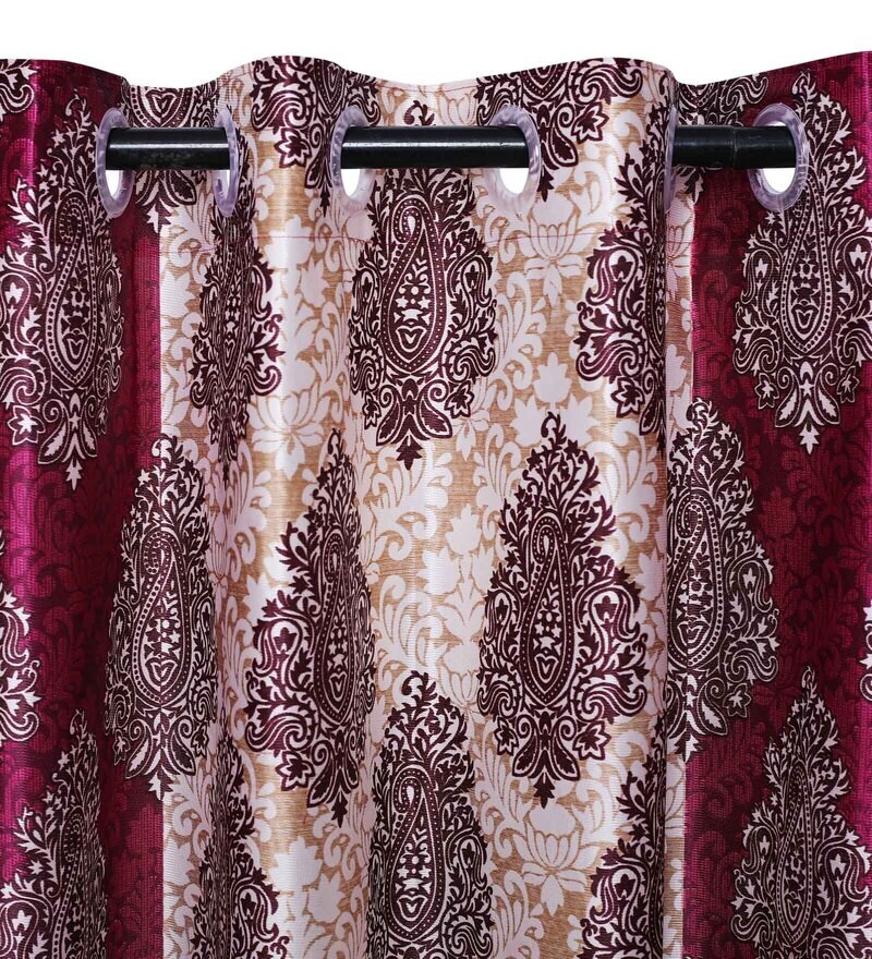 Buy Purple Polyester Ethentic Ft Blackout Eyelet Door Curtain Pc