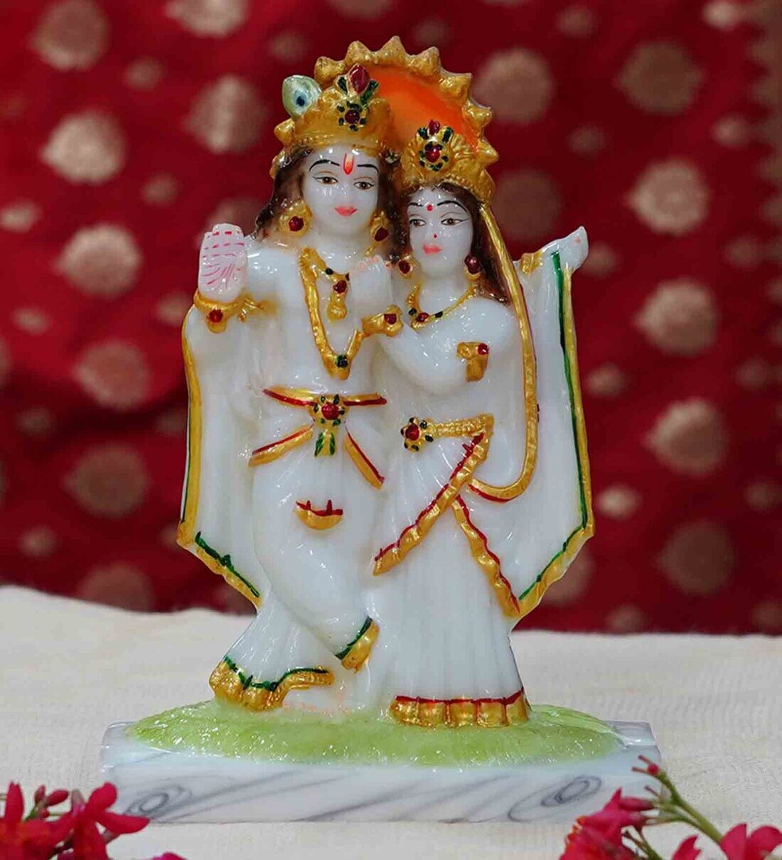 Buy Radha Krishna With Flute Handpainted Idol At Off By Chaque