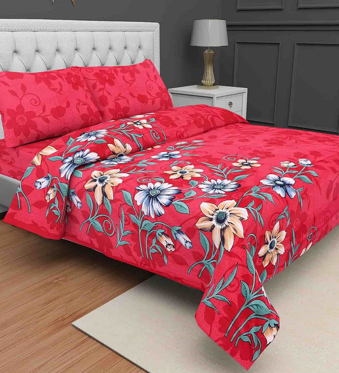 Buy 100 Cotton 200TC Double Bedsheet 2 Pillow Covers By Ved At 30