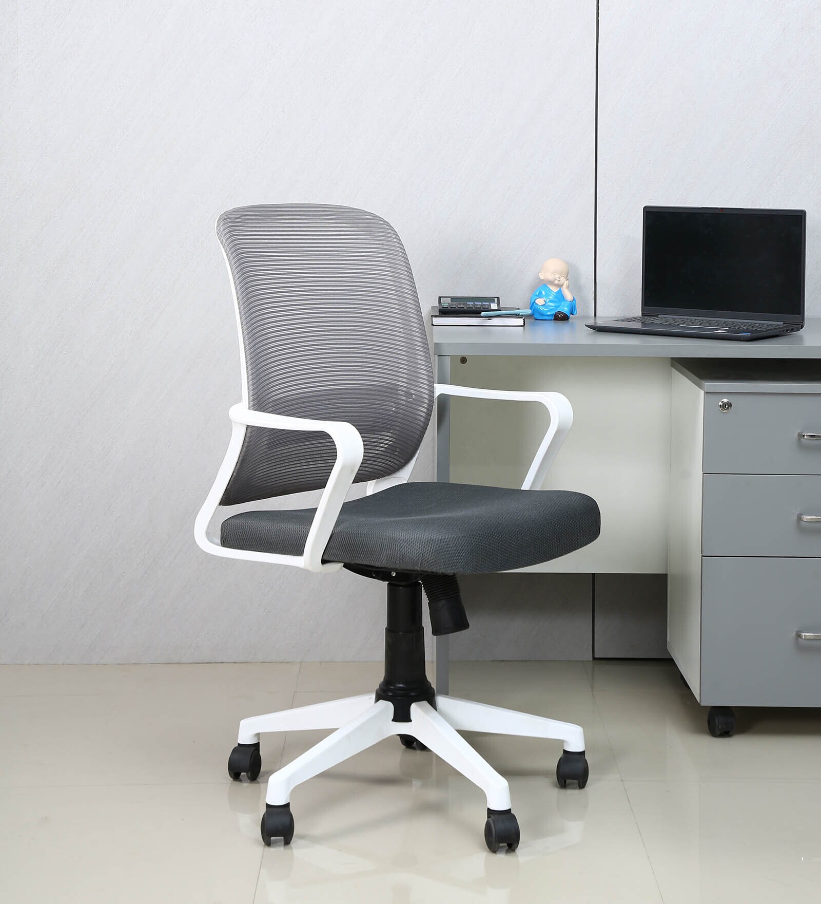 Buy Robo Breathable Mesh Ergonomic Chair In White Grey Colour At