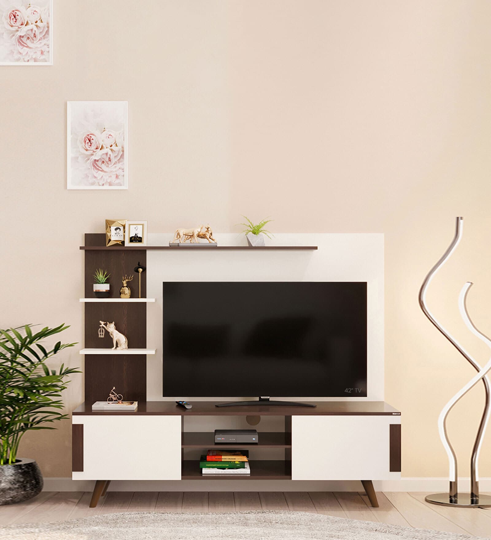 Buy Rowlet Tv Unit In Wenge White Finish For Tvs Up To At Off