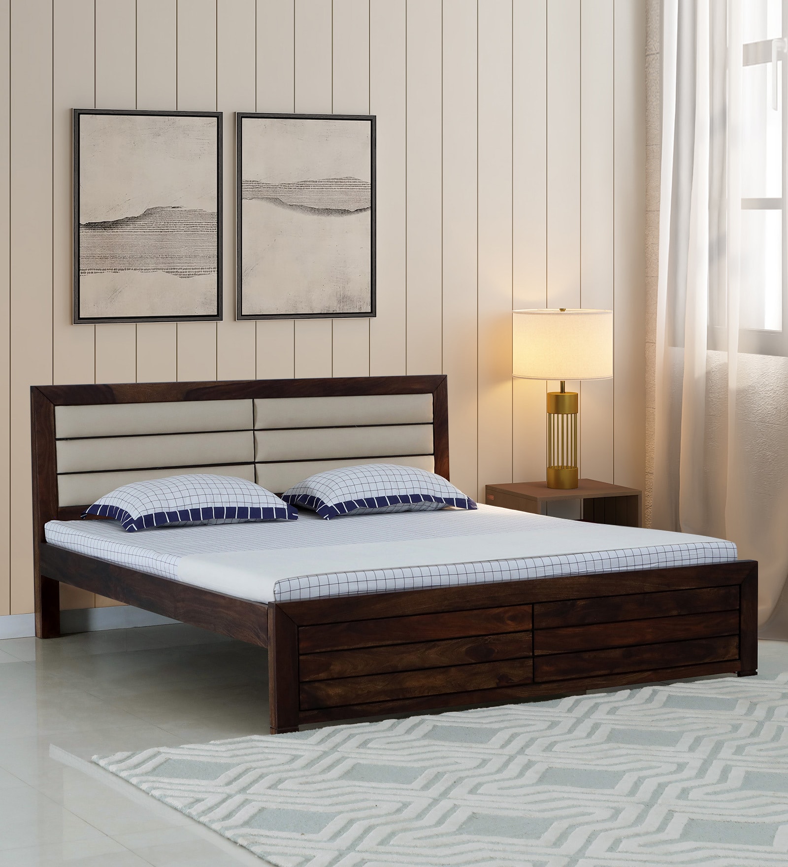 Buy Segur Sheesham Wood King Size Bed In Provincial Teak Finish With