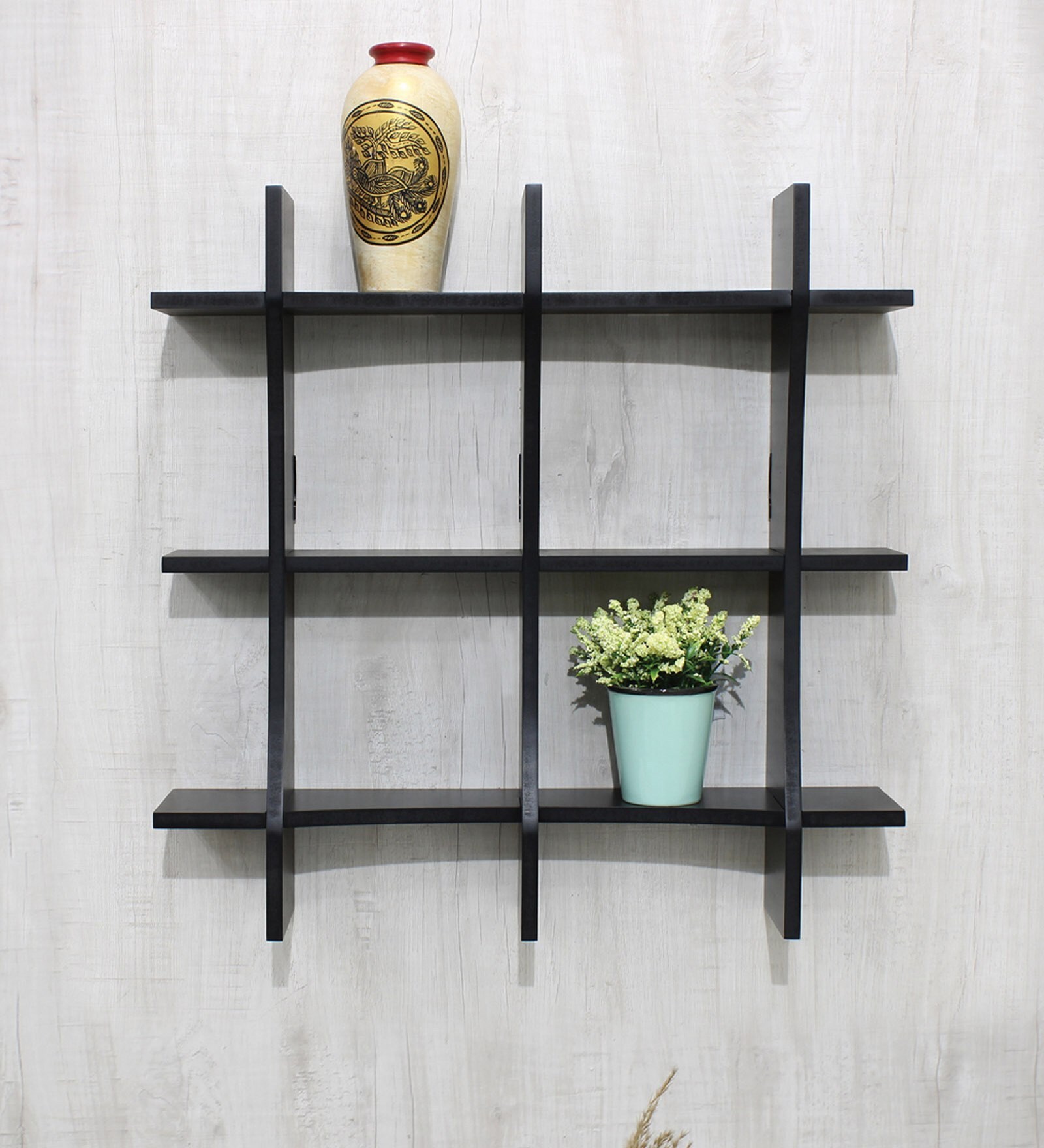 Buy Set Of 6 Engineered Wood Tuff Wall Shelf In Black Colour At 3 OFF