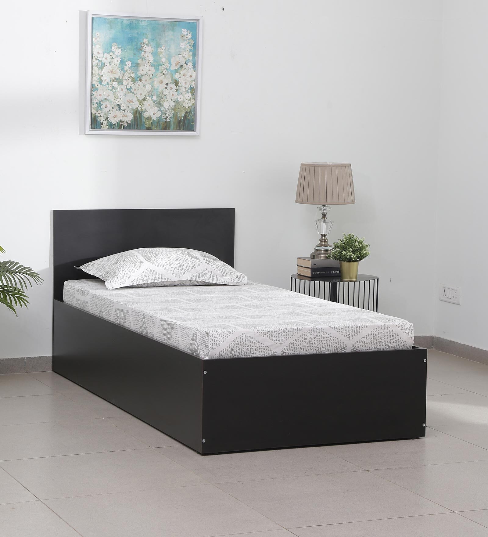 Buy Seto Single Bed In Wenge Finish With Box Storage At Off By