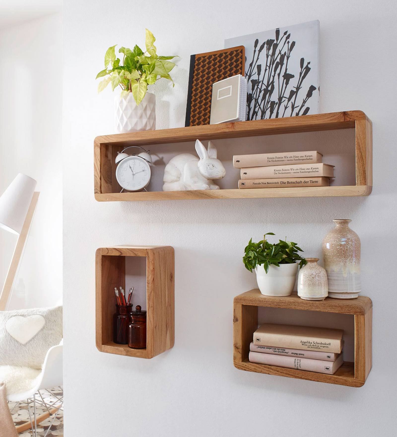 Buy Mango Wood Floating Bookshelf In Teak Finish At 26 OFF By