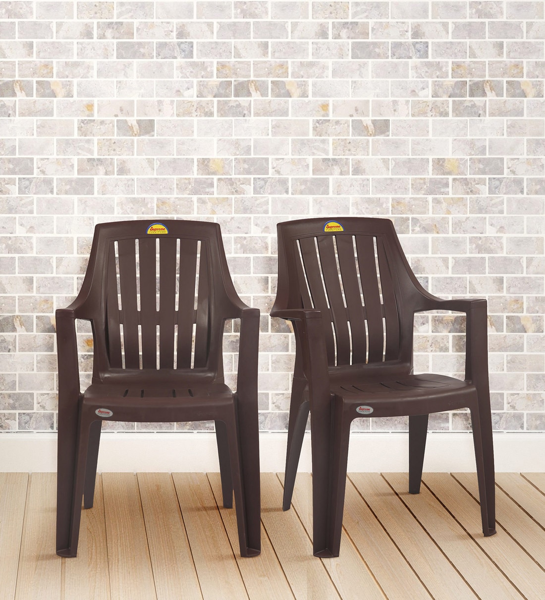 Buy Turbo Set Of Plastic Chairs In Brown Colour By Supreme Online