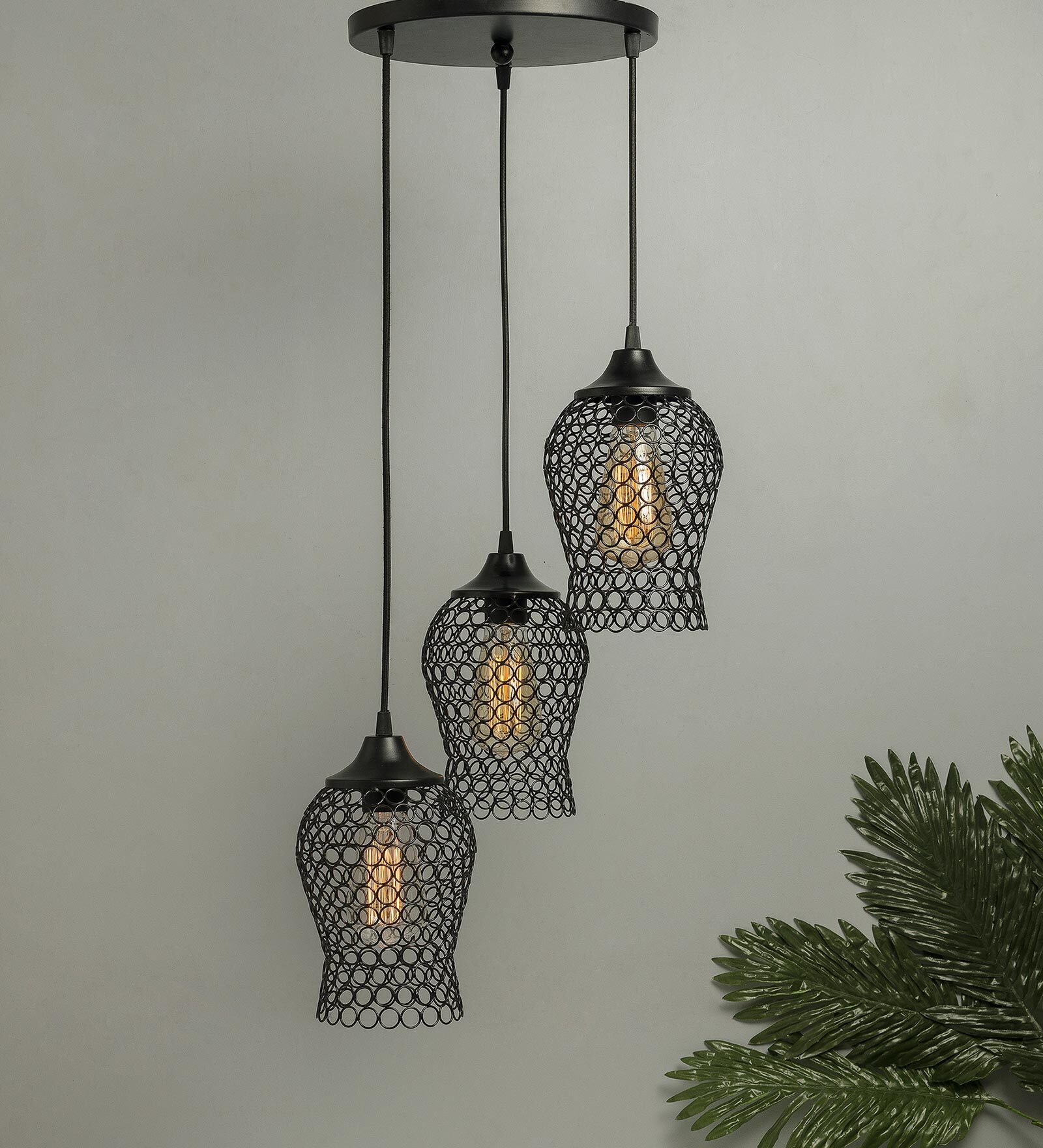 Buy Vigo Black Metal Cluster Hanging Light At Off By Homesake