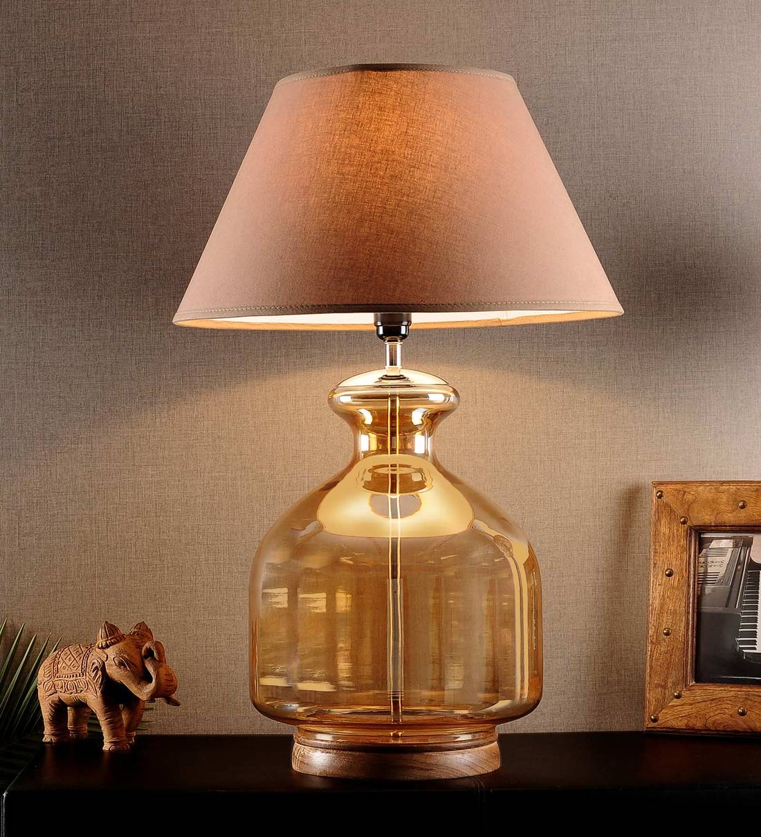 Buy Alper White Cotton Shade Night Lamp With Glass Base At Off By