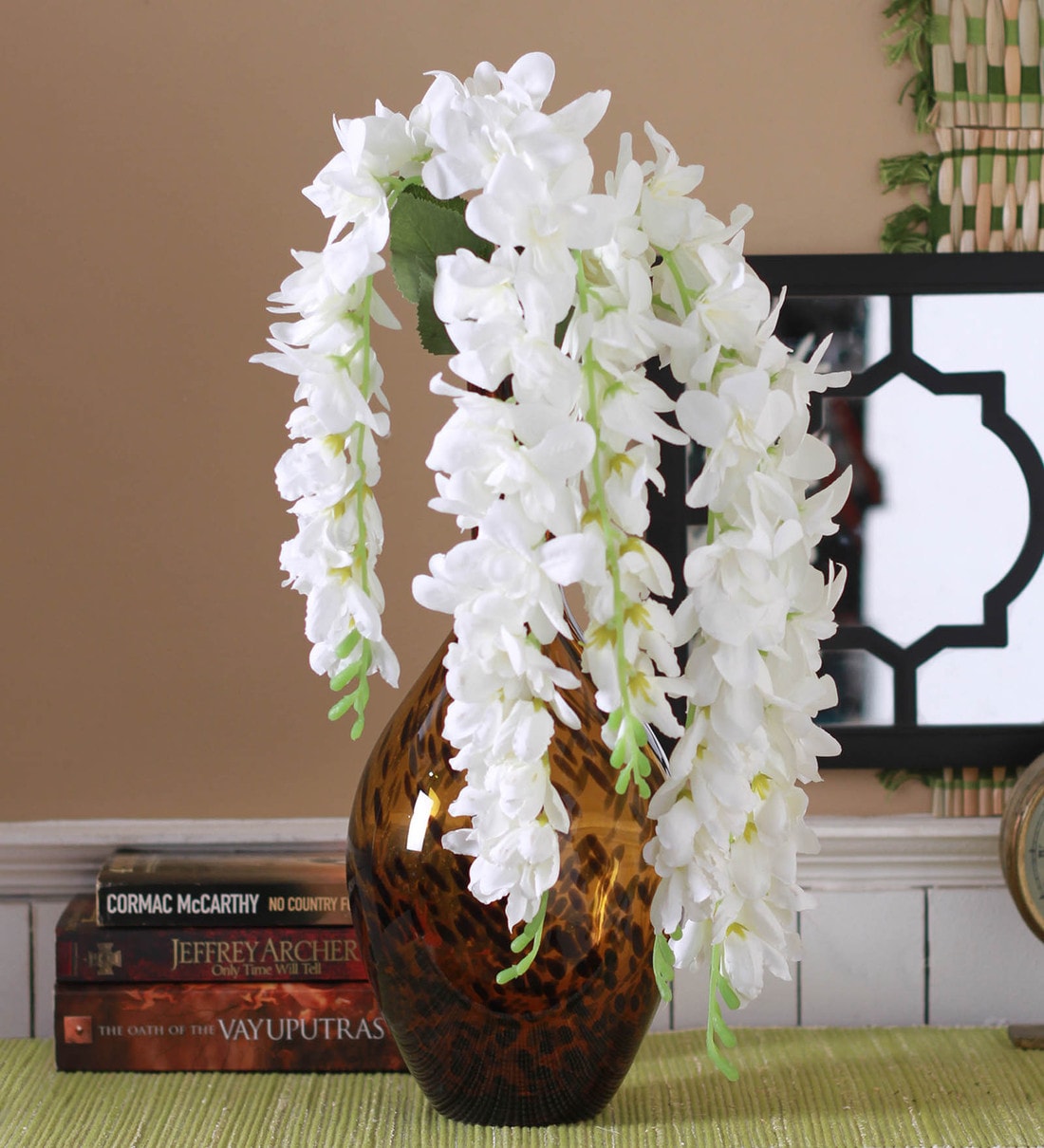 Buy White Fabric Artificial Hanging Orchid Artificial Flowers At