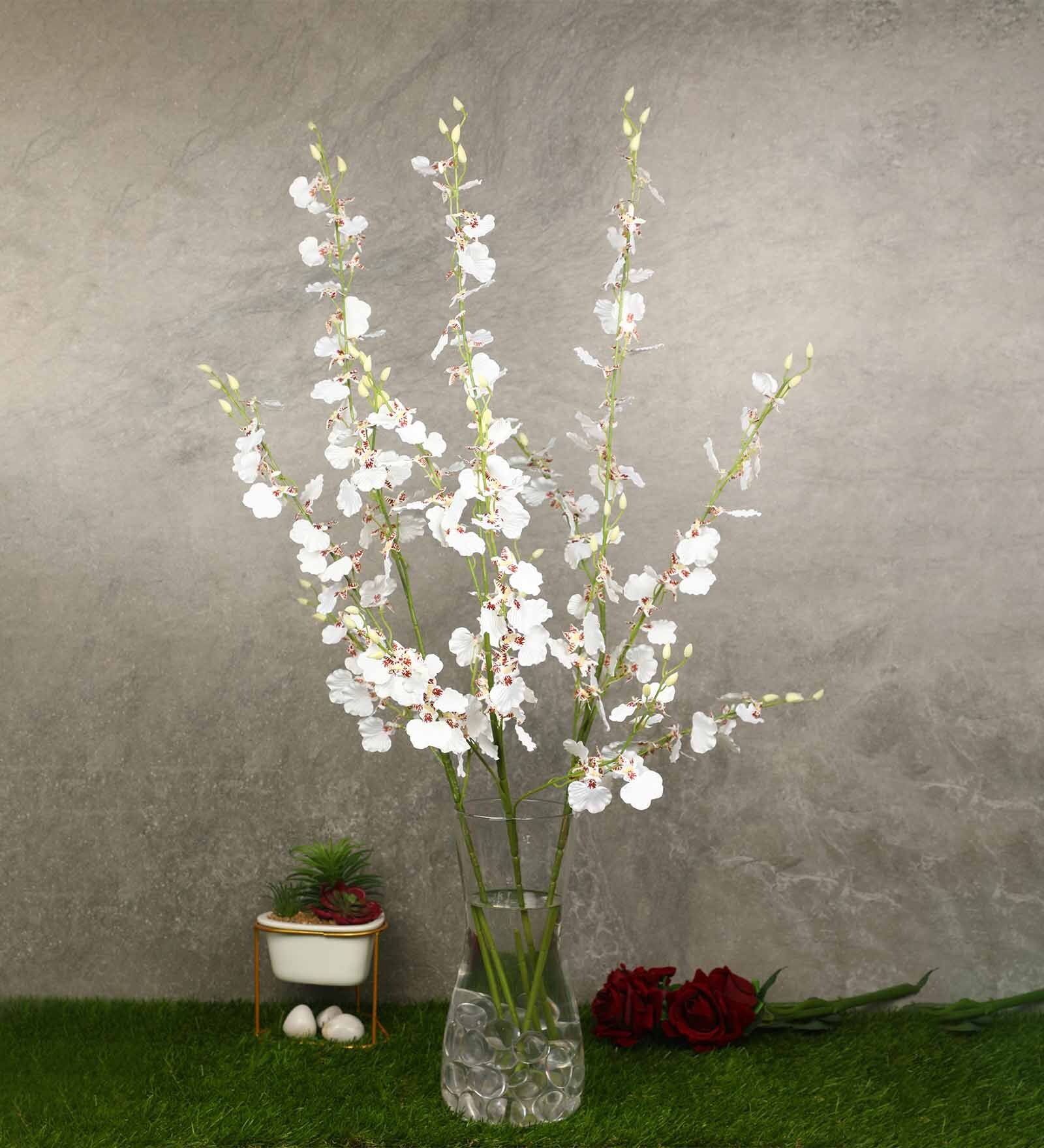 Buy White Fabric Orchid Artificial Flower Pack Of By Pollination At