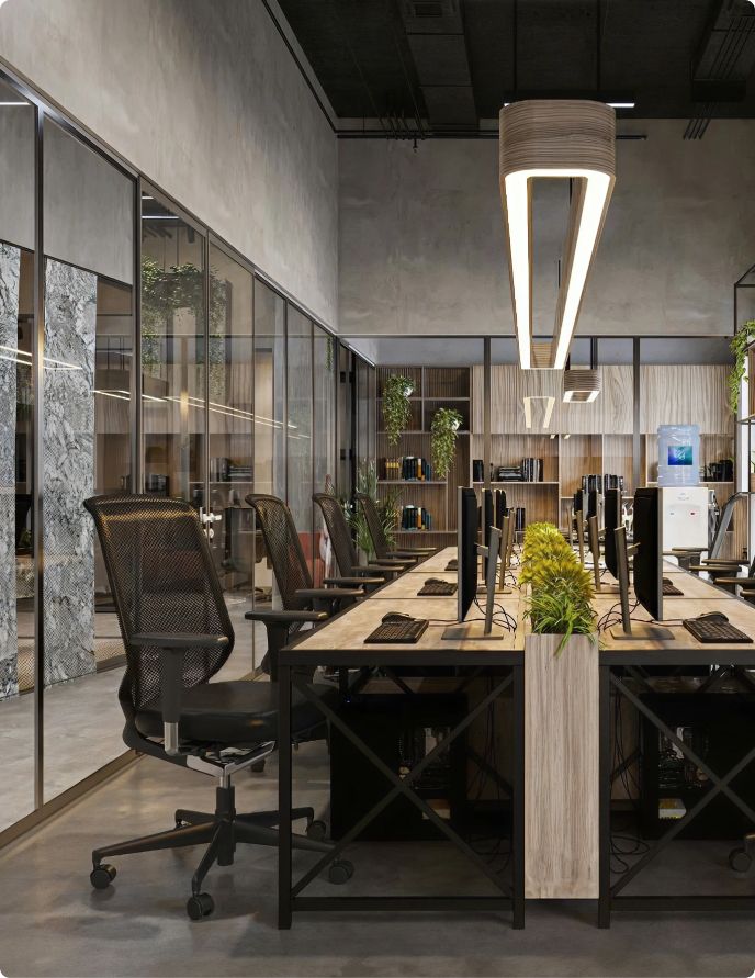 Modern office workspace interior