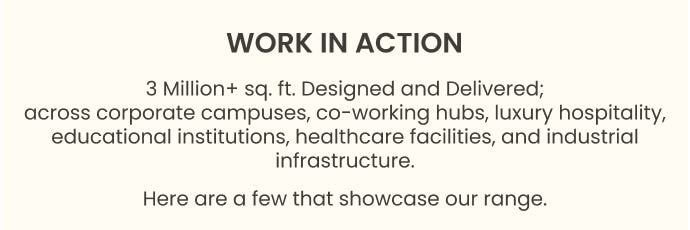 Work in Action: over 3 million sq ft designed and delivered across corporate, hospitality, education, healthcare, and industrial projects. Here are examples that showcase our range.