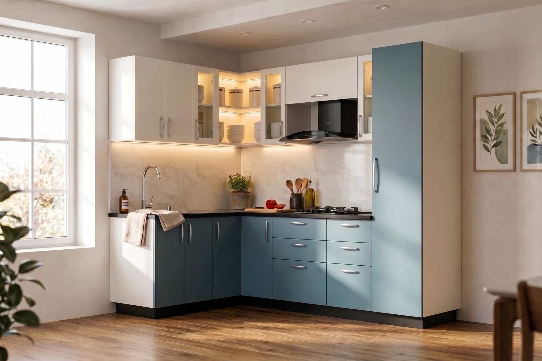 Ultrafresh Dorio Basix L Shape Modular Kitchen 8 x 5 ft