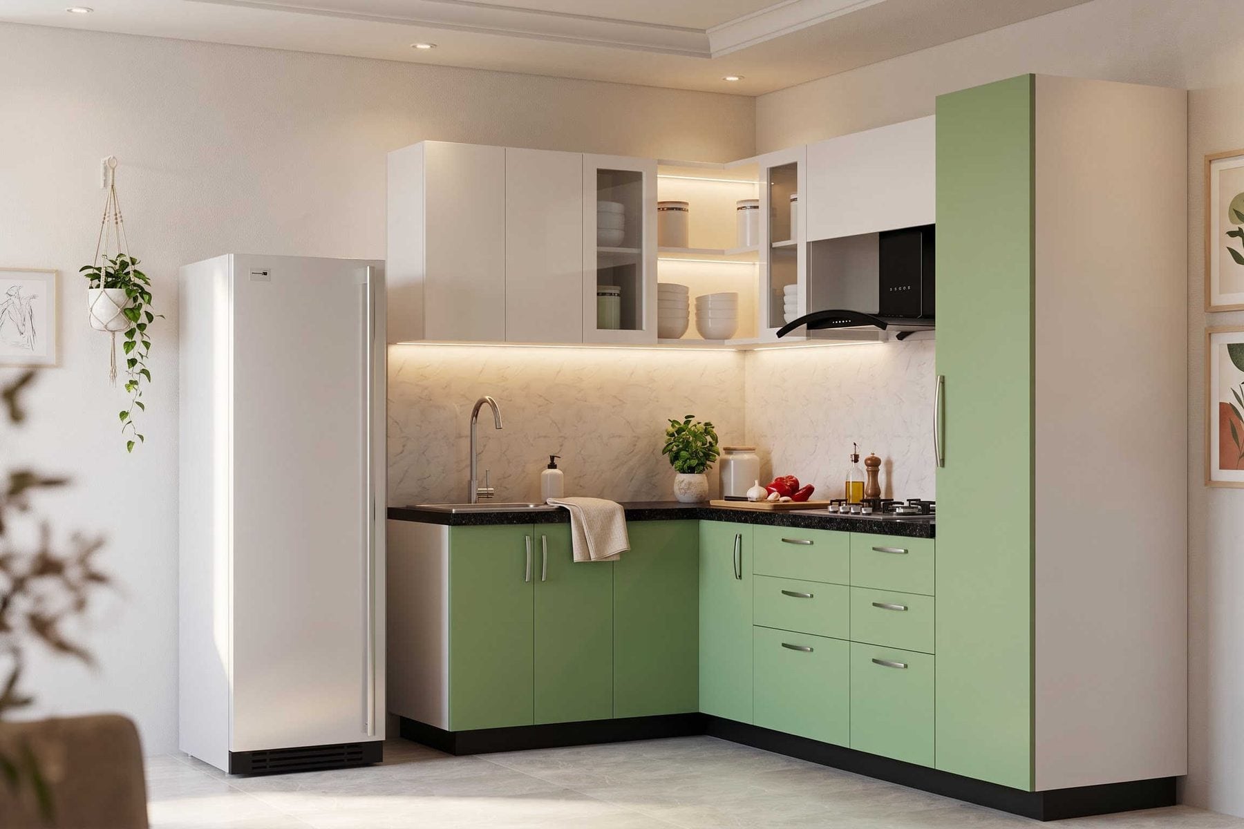 Ultrafresh Elba Hybrid L Shape Modular Kitchen 8 x 5 ft