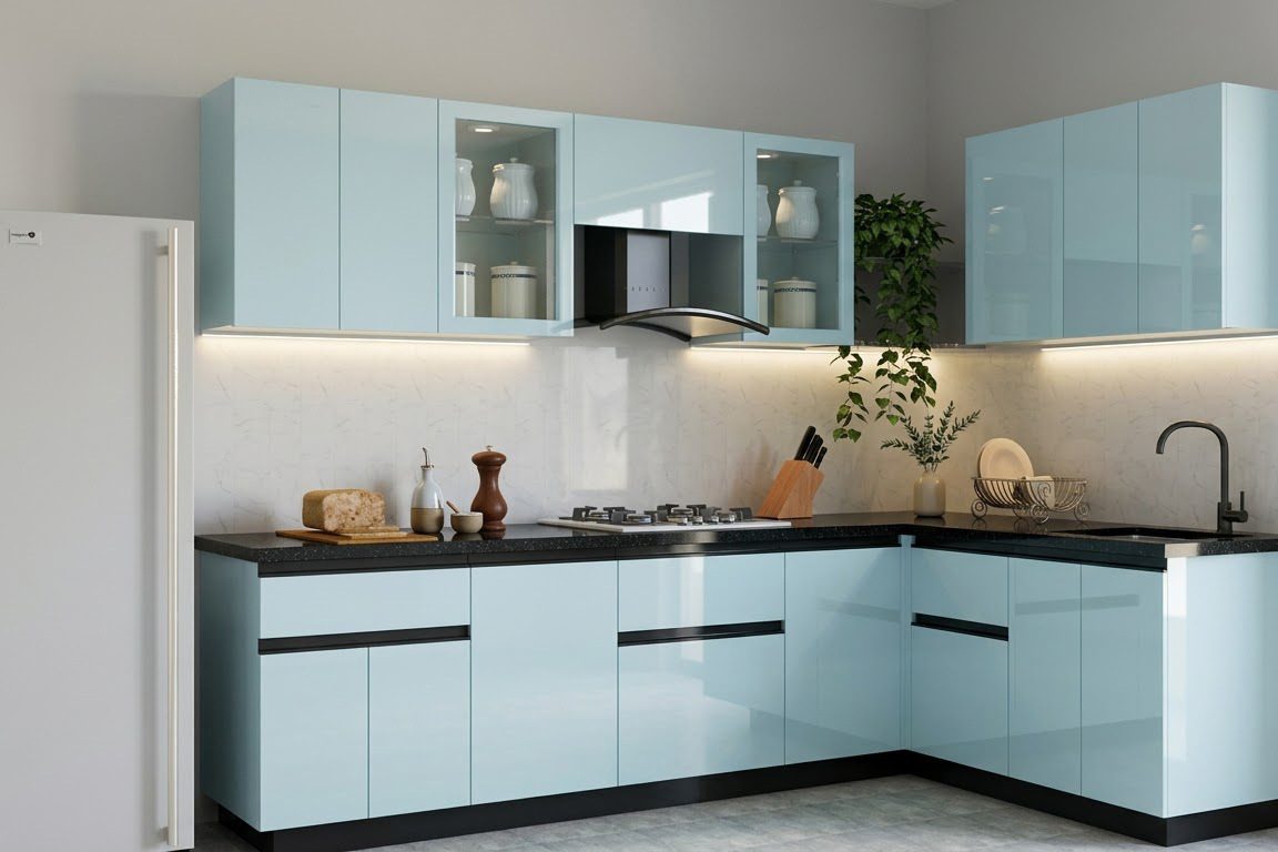 Ultrafresh Gairo Gourmet L Shape Modular Kitchen 9 x 5.5 ft