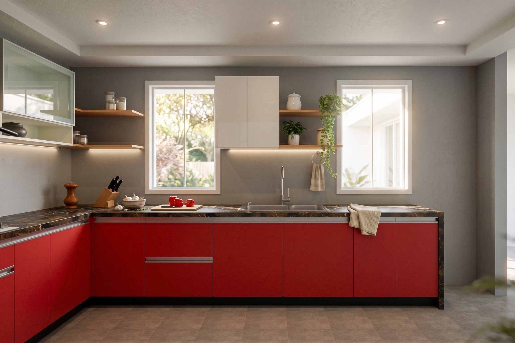 Ultrafresh Kotor Hybrid L Shape Modular Kitchen 12 x 12 ft