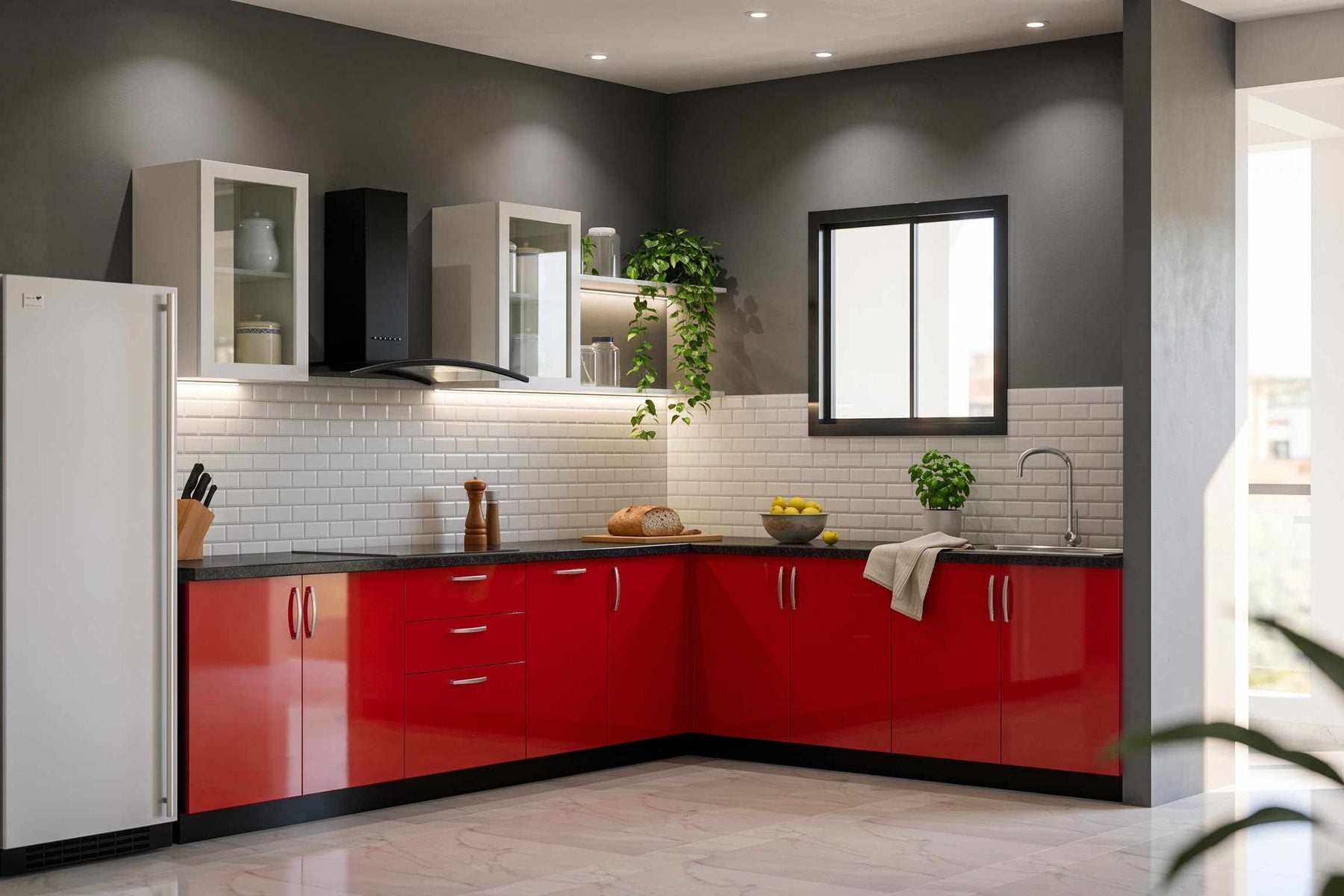 Ultrafresh Nove Basix L Shape Modular Kitchen 8 x 10 ft
