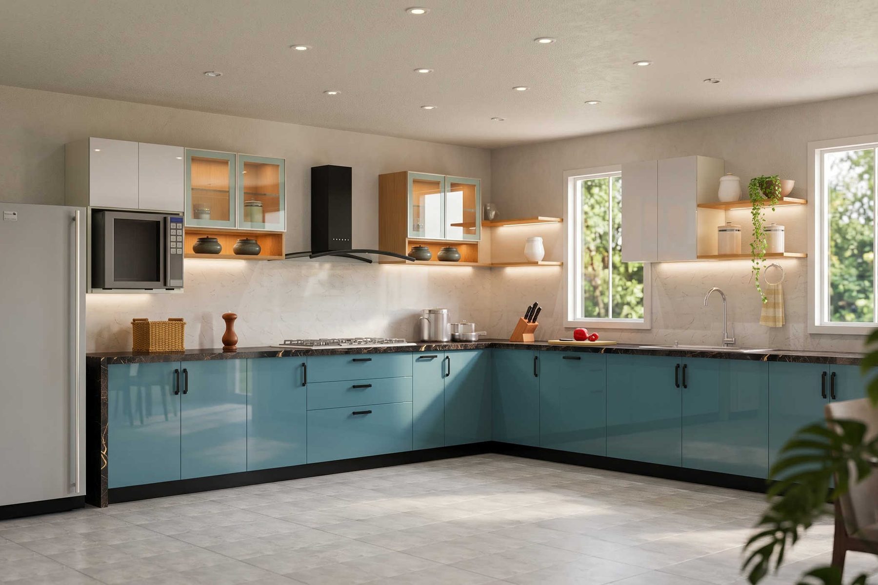 Ultrafresh Vaiano Basix L Shape Modular Kitchen 12 x 12 ft