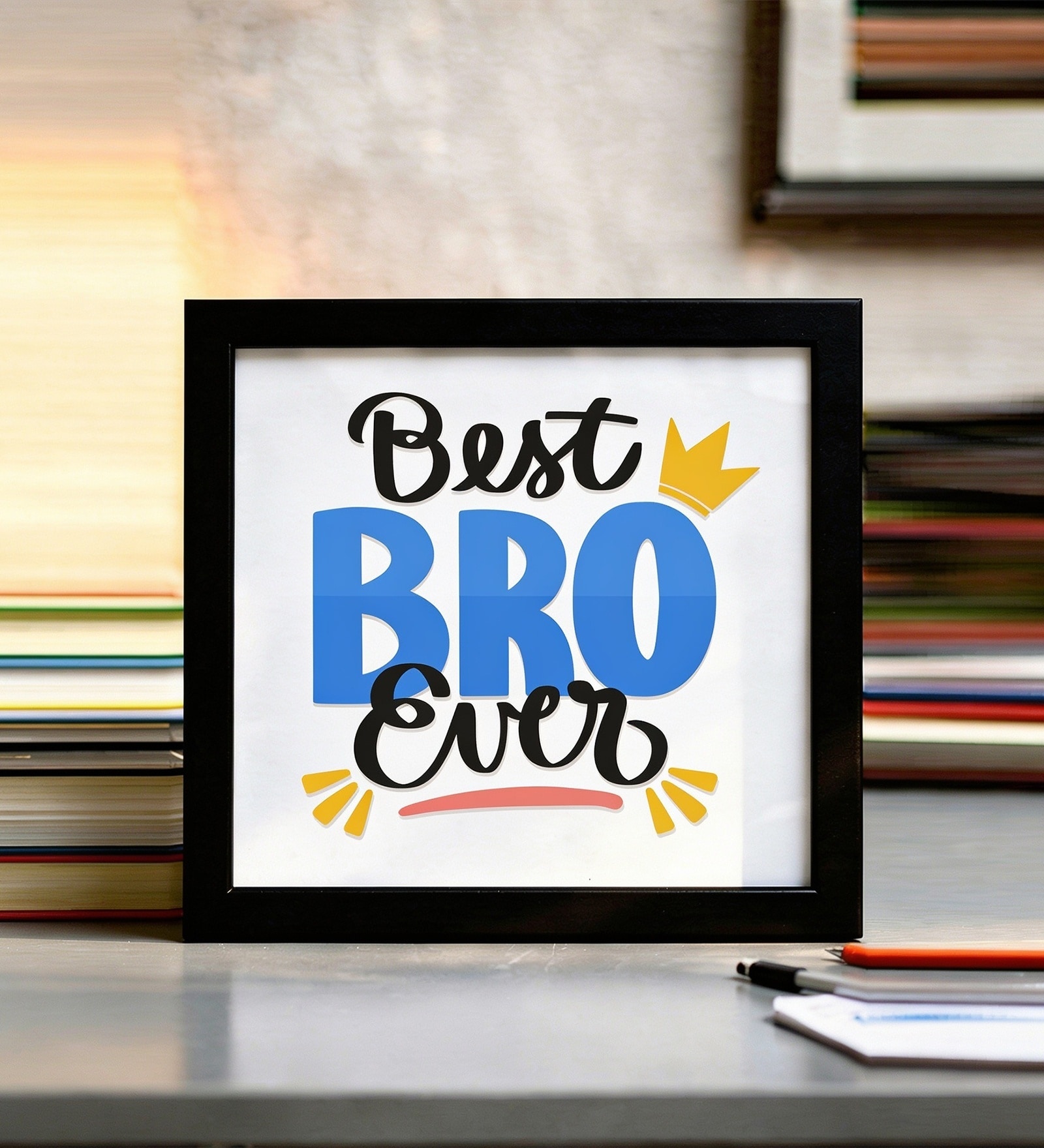 White Best Bro Ever Quote Mini Table Frame 5 X 5 Inch