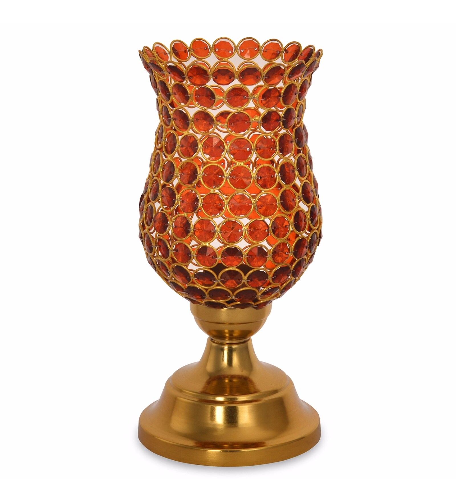 Buy Pink Cast Iron Hurricane Earthy Maroon Candle Holder by Home