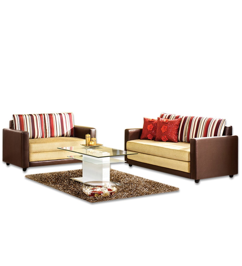 Buy Home Aloes Sofa Set in Moshi Brown (3 Seater + 2 Seater) Online
