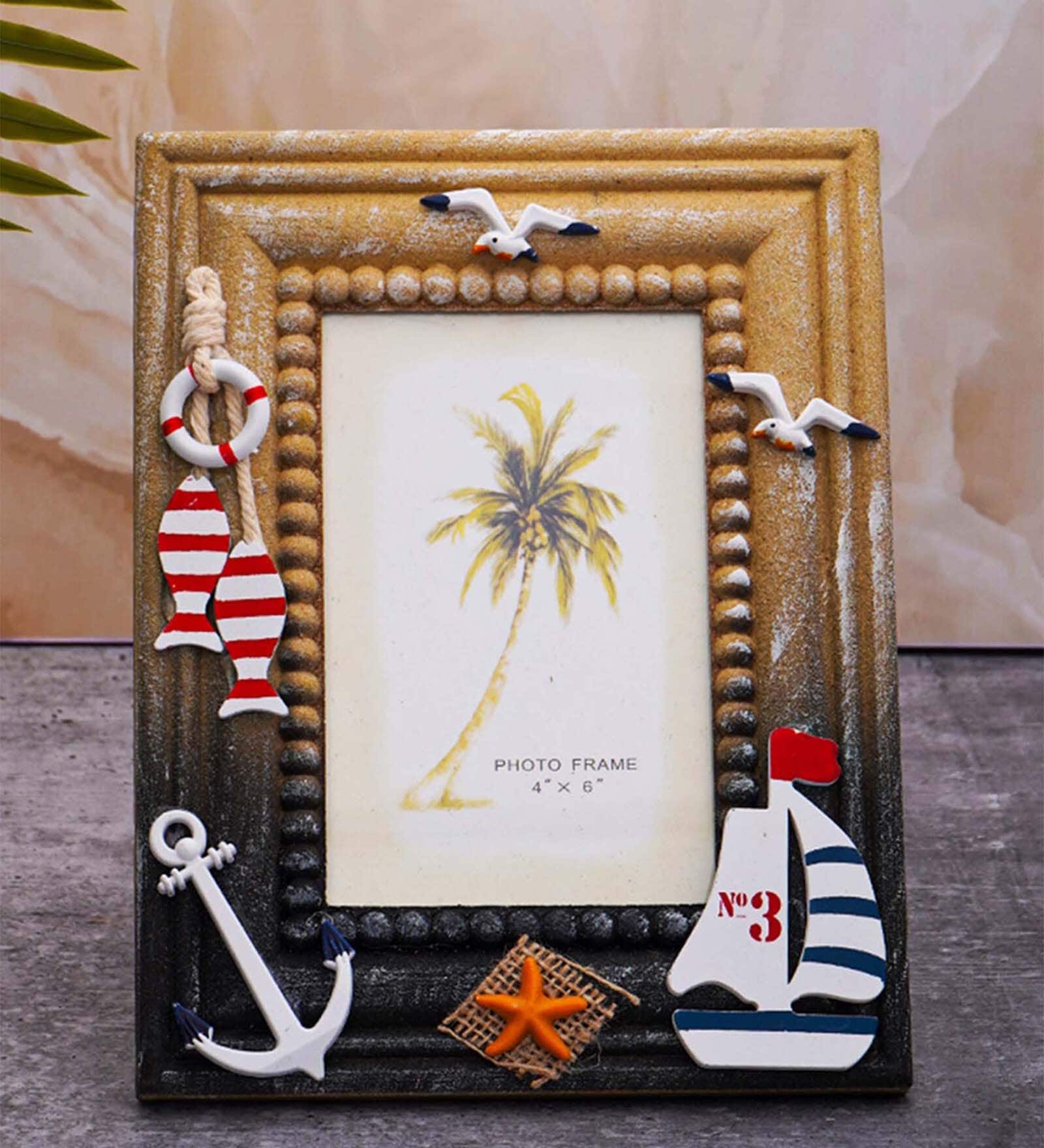 (1Pc) Brown Glass Coastal Charm Frame (1Pc) Brown Glass Coastal Charm Frame