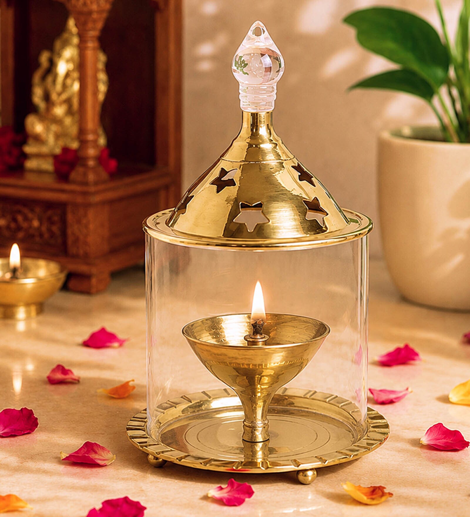 (1Pc) Gold Metal Akhand Jyot Diya (1Pc) Gold Metal Akhand Jyot Diya