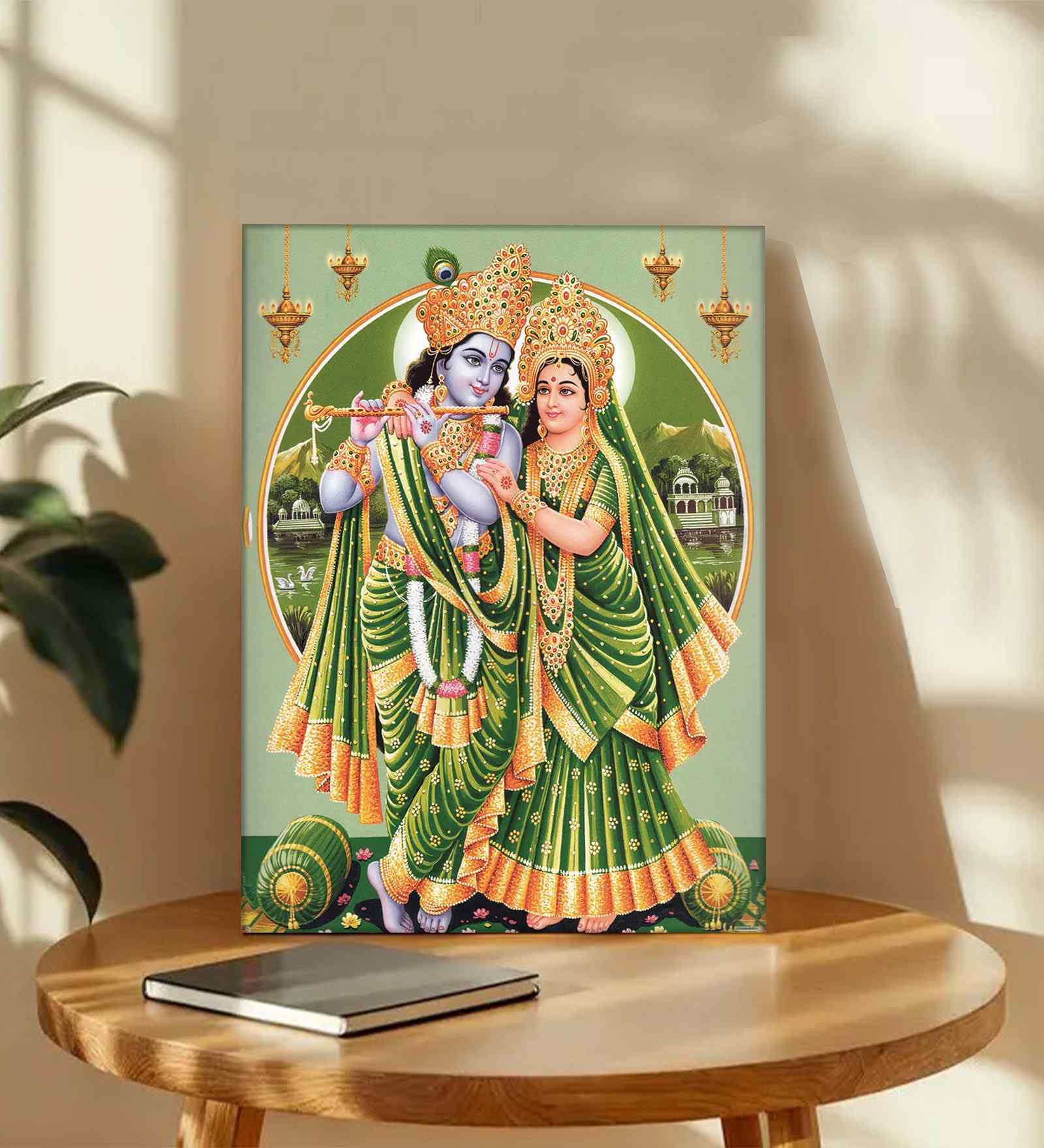 (1Pc) Green Canvas Hindu Spiritual Wall Art