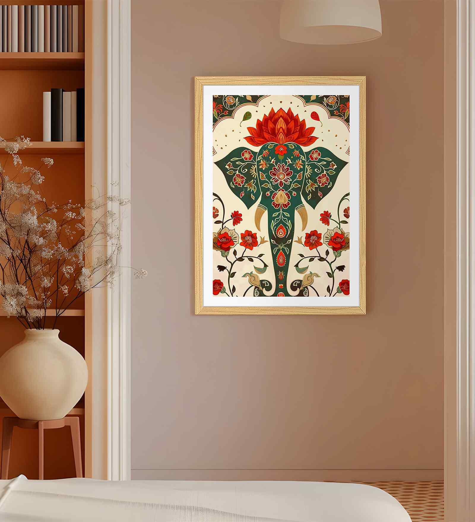 (1Pc) Green Fibre Elephant Decorative Wall Art
