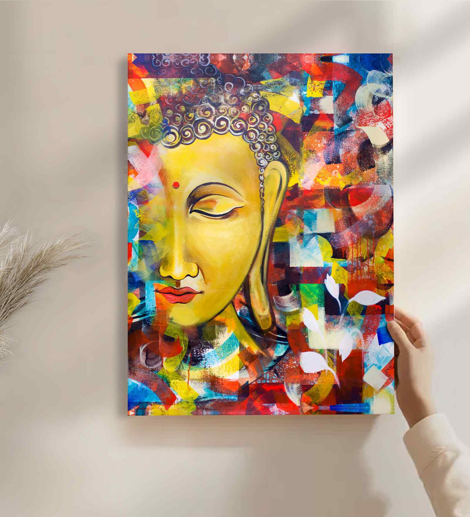(1Pc) Multicolour Canvas Buddha Spiritual Wall Art