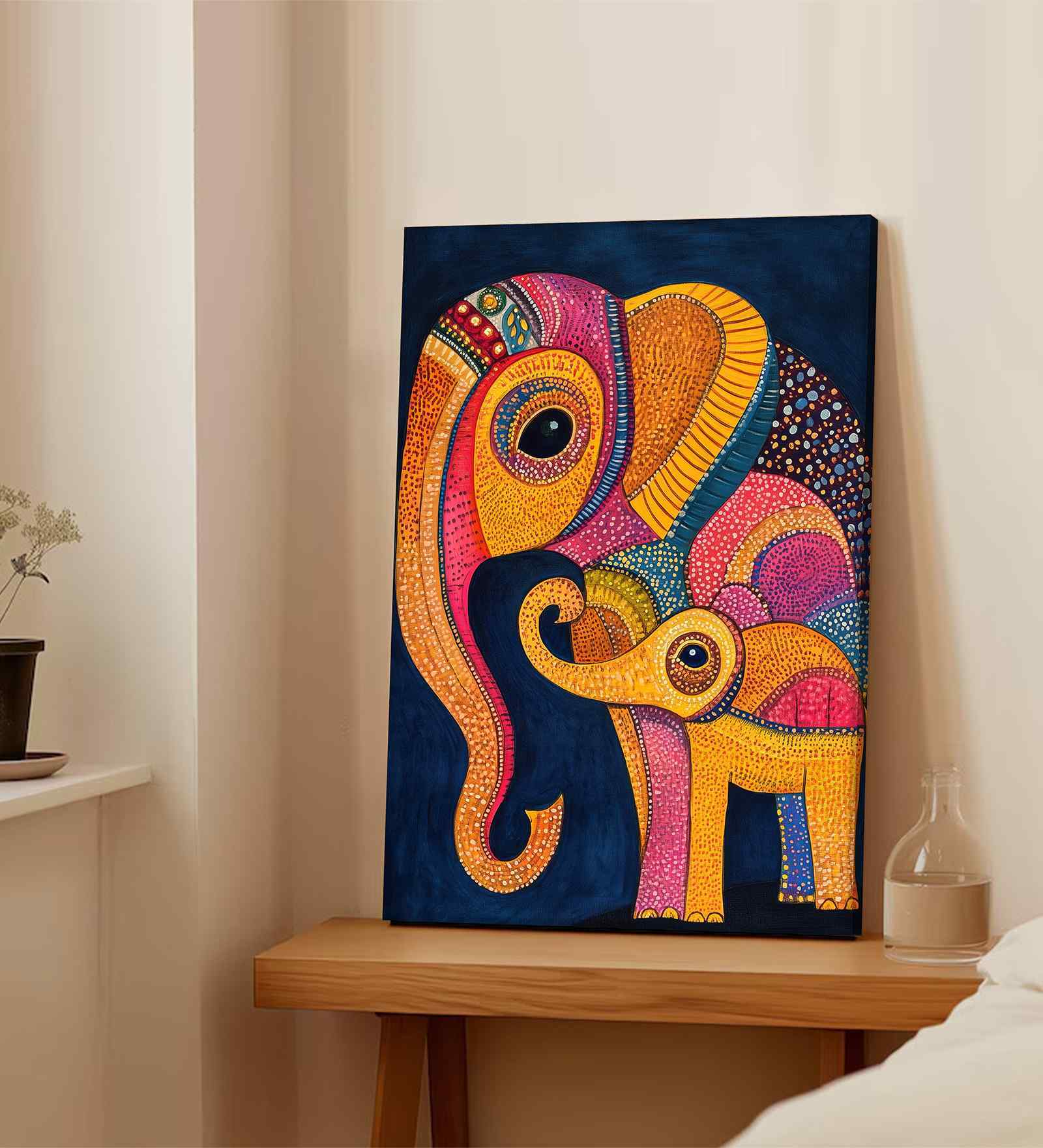 (1Pc) Multicolour Canvas Gond Art Wall Art