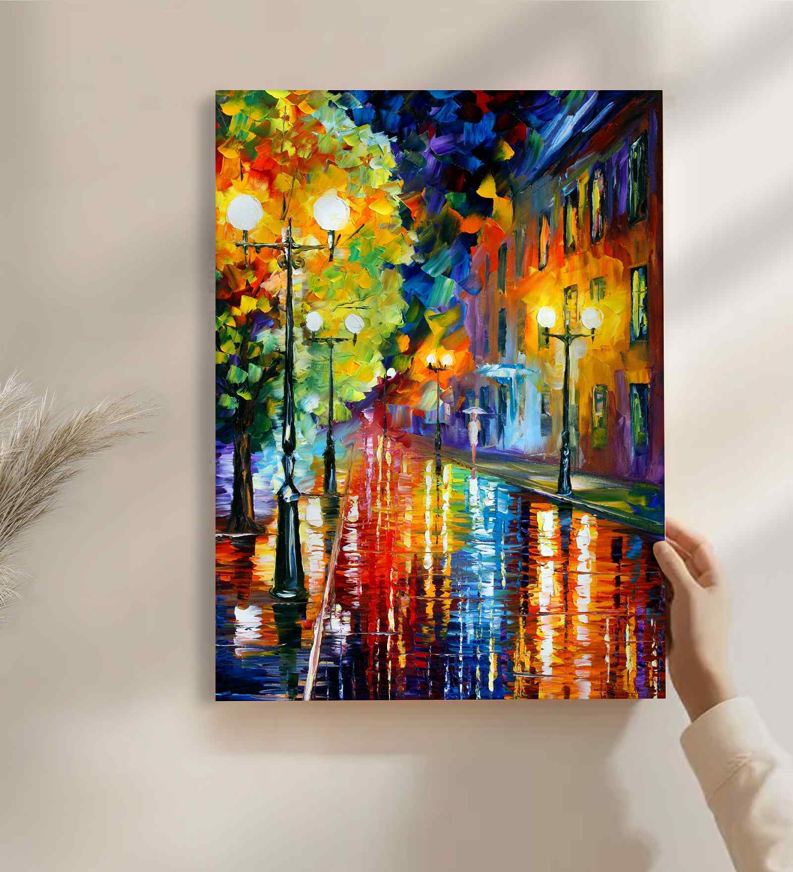 (1Pc) Multicolour Canvas Rainy Street Wall Art