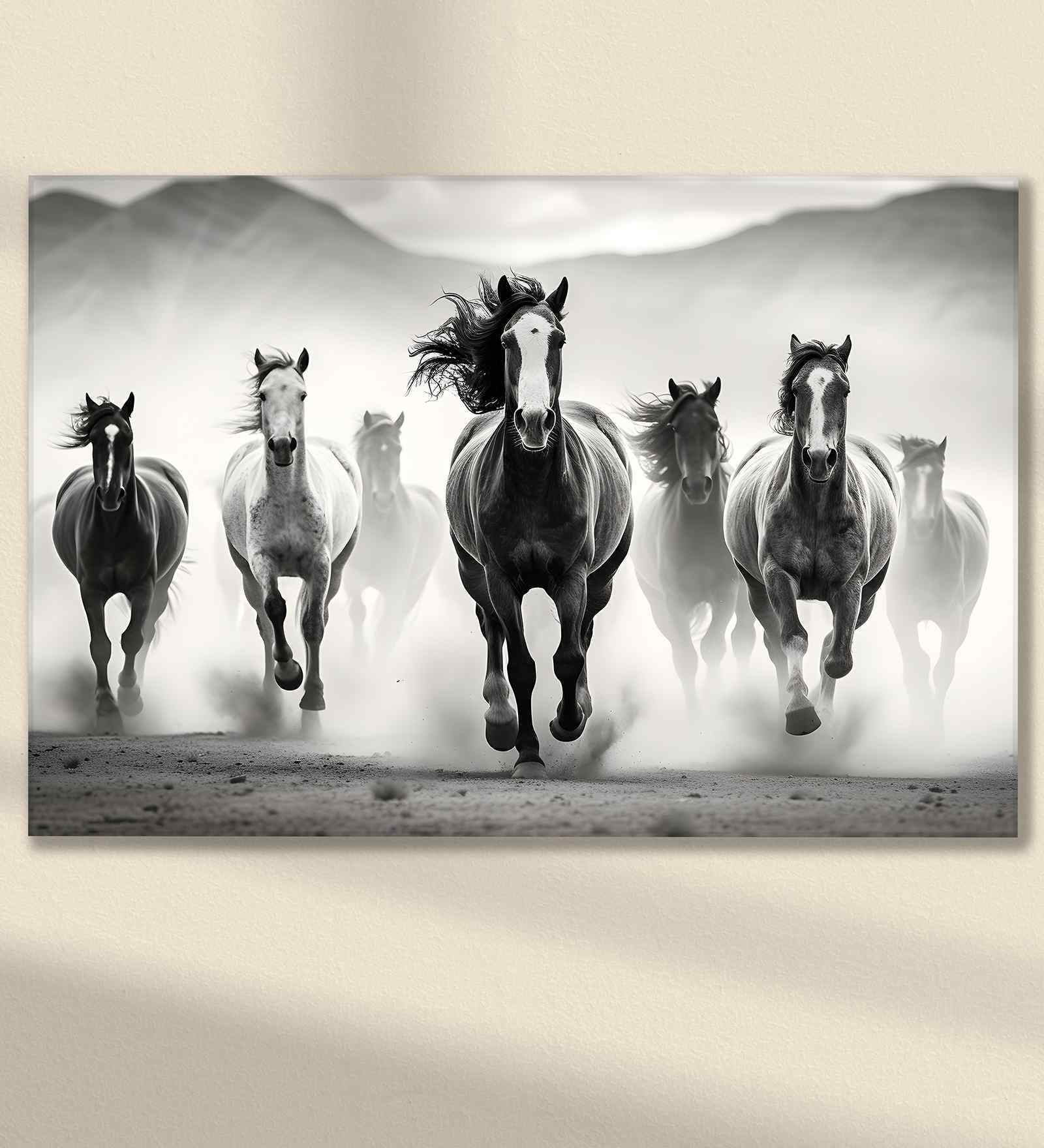 (1Pc) Multicolour Canvas Running Horses Wall Art