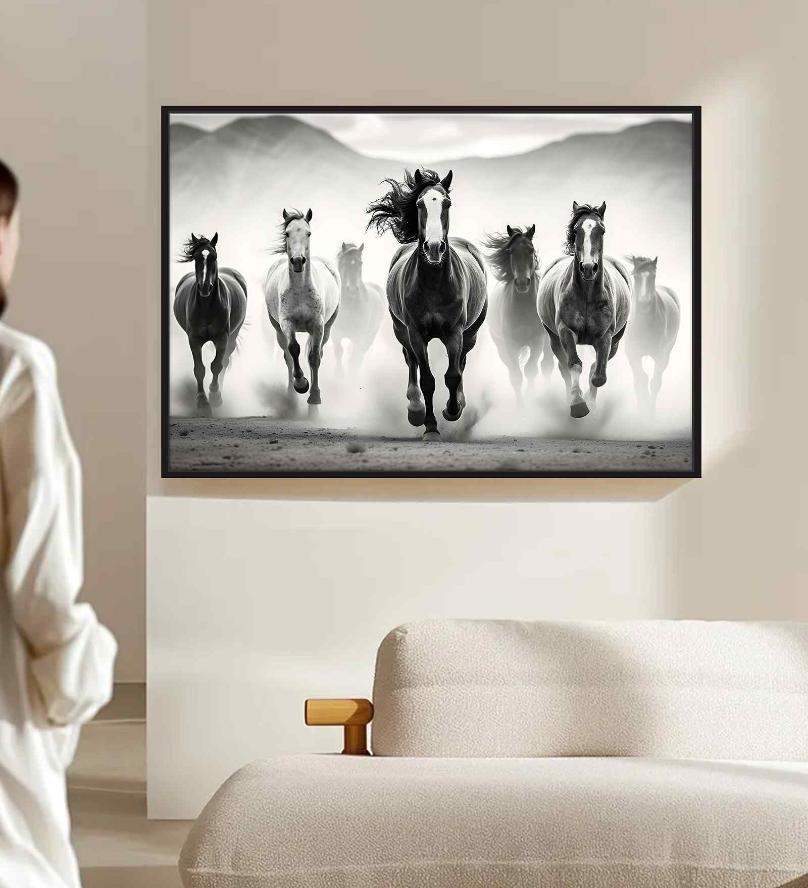 (1Pc) Multicolour Canvas Running Horses Wall Art