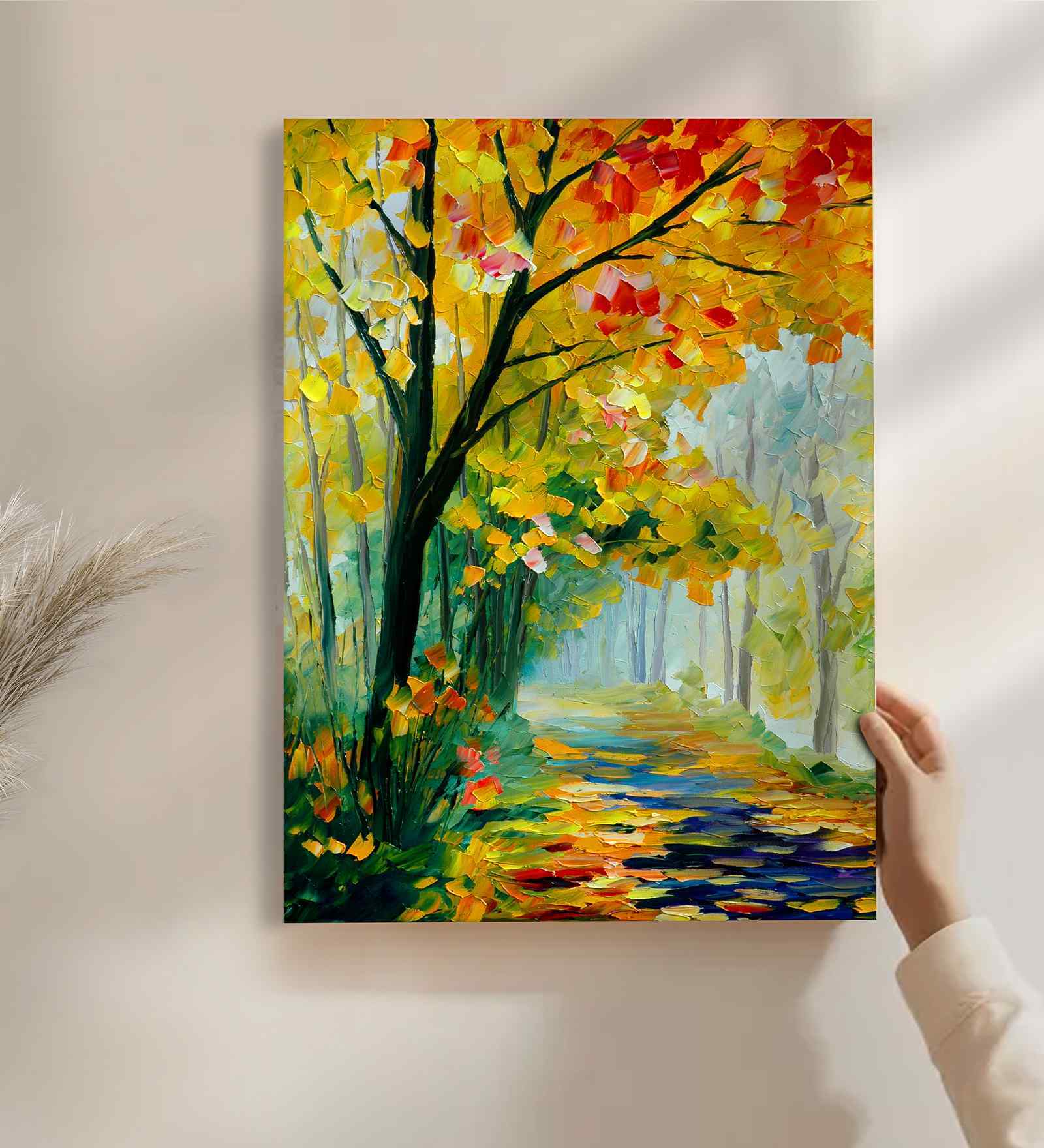 (1Pc) Multicolour Canvas Stretched Floral Wall Art