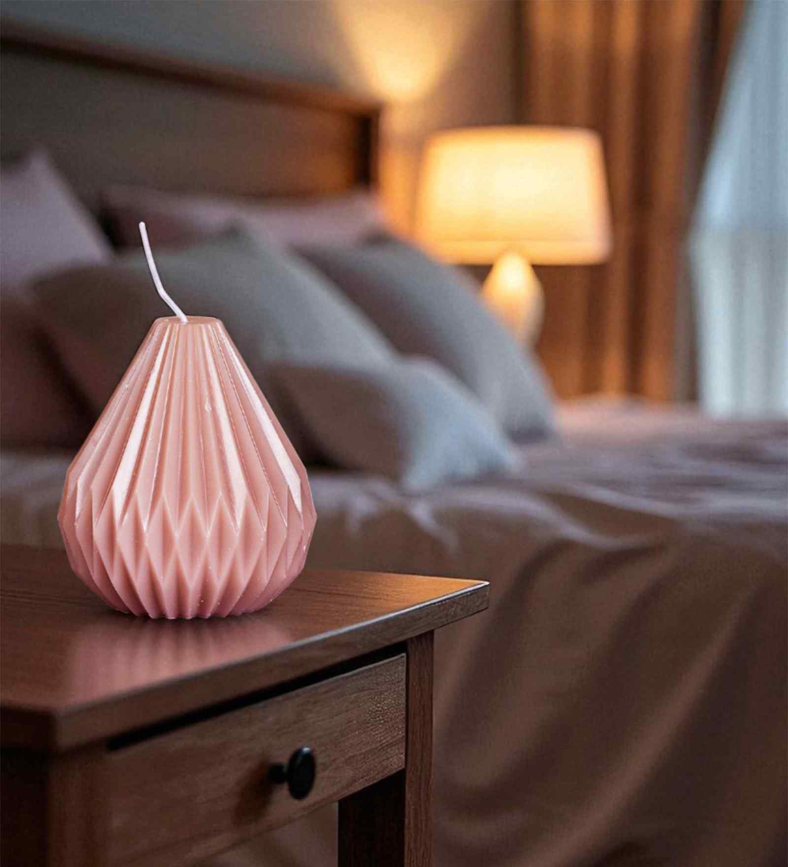 (1Pc) Pink Soy Wax Cotton Wick Honeyed Driftwood